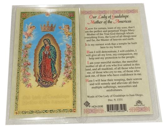 Prayer Card Our Lady of Guadalupe Mother of the Americas HC9-253E Laminated English - Ysleta Mission Gift Shop