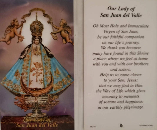 Prayer Card Our Lady Of San Juan Del Valle Laminated HC-SJ - Ysleta Mission Gift Shop