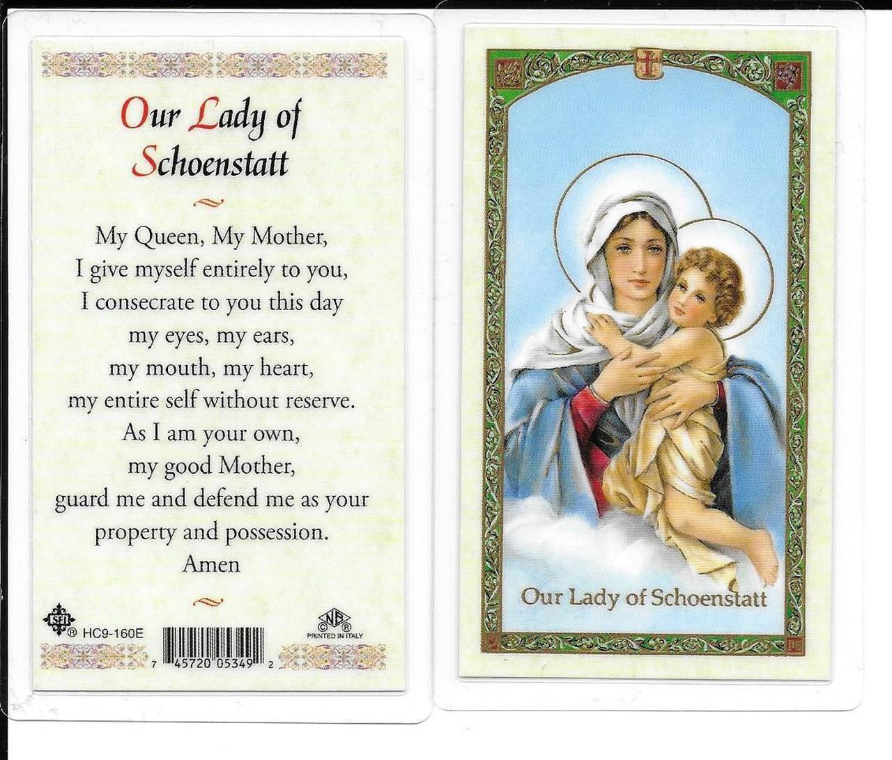 Prayer Card Our Lady Of Schoenstatt Laminated HC9-160E - Ysleta Mission Gift Shop
