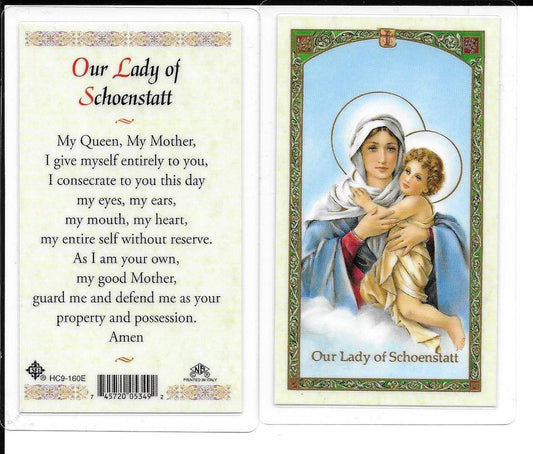 Prayer Card Our Lady Of Schoenstatt Laminated HC9-160E - Ysleta Mission Gift Shop
