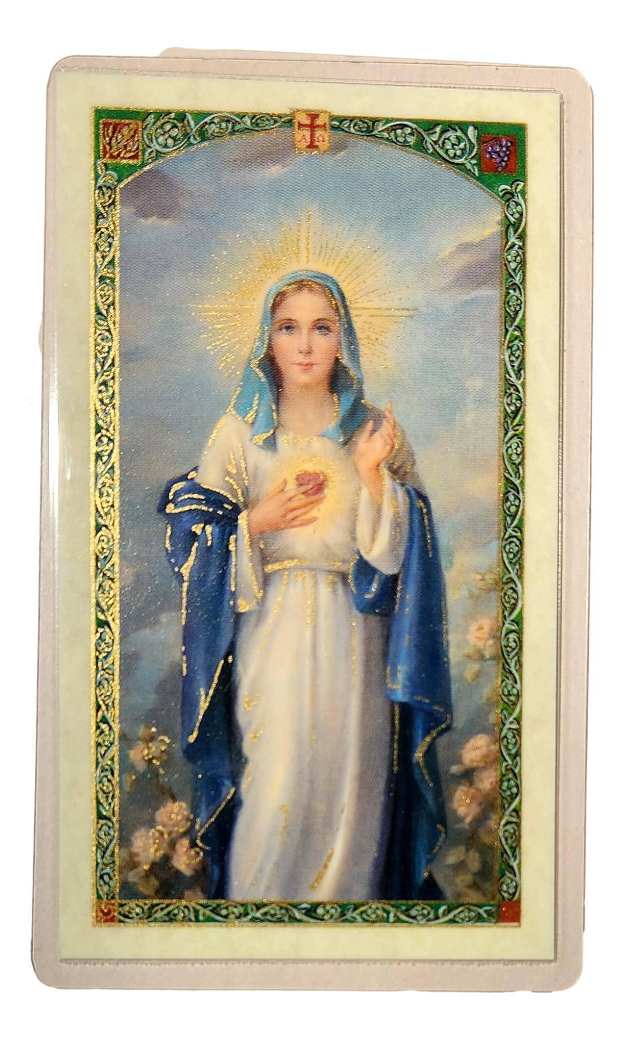 Prayer Card Our Lady Of The Sacred Heart Laminated HC9-006E - Ysleta Mission Gift Shop