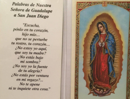 Prayer Card Palabras De Nuestra Senora De Guadalupe A San Jose Diego SPANISH Laminated - Ysleta Mission Gift Shop