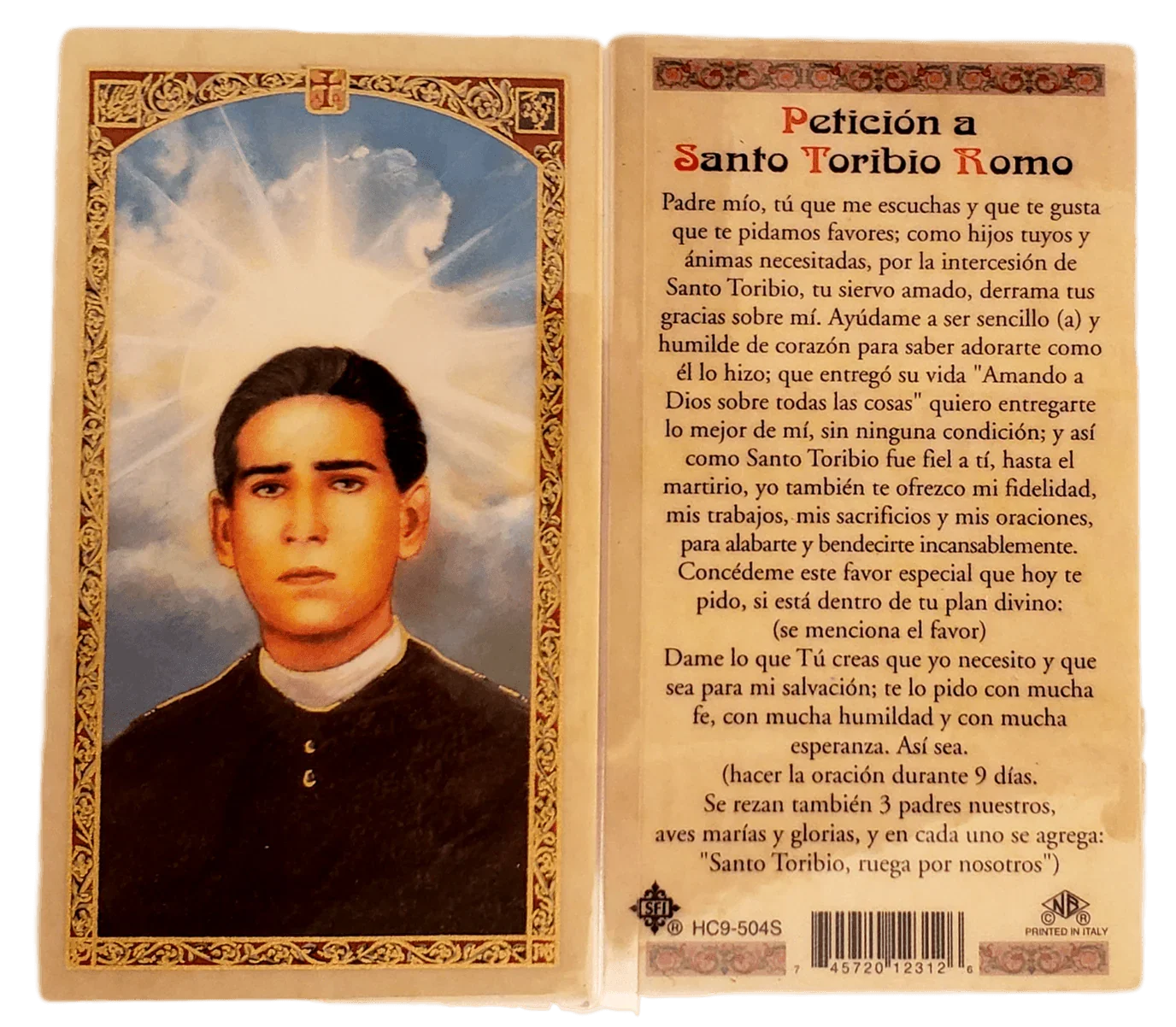Prayer Card Peticion A Santo Toribio Romo SPANISH Laminated HC9-504S - Ysleta Mission Gift Shop