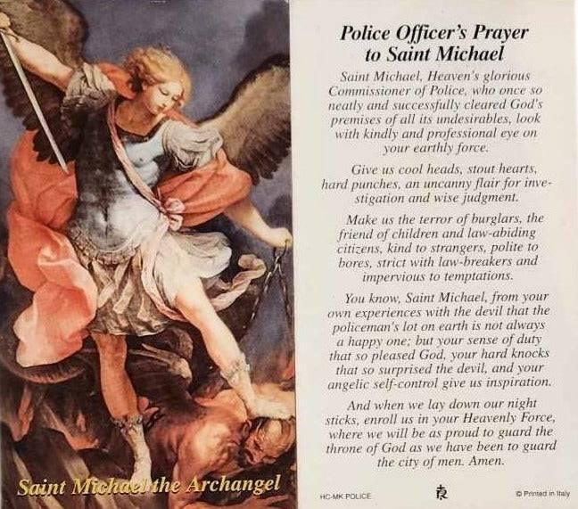 Prayer Card Police Officer's Prayer To Saint Michael No Laminate - Ysleta Mission Gift Shop