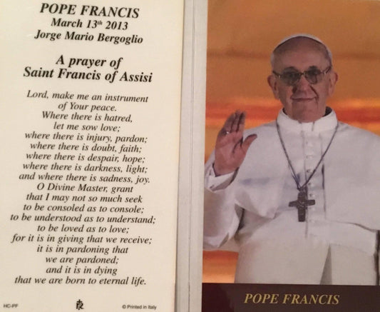 Prayer Card Pope Francis A Prayer Of Saint Francis Of Assisi Laminated HC-PF - Ysleta Mission Gift Shop