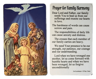Prayer Card Prayer For Family Harmony Mini Pocket Laminated NC - Ysleta Mission Gift Shop