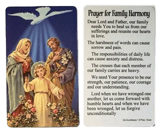 Prayer Card Prayer For Family Harmony Mini Pocket Laminated NC - Ysleta Mission Gift Shop