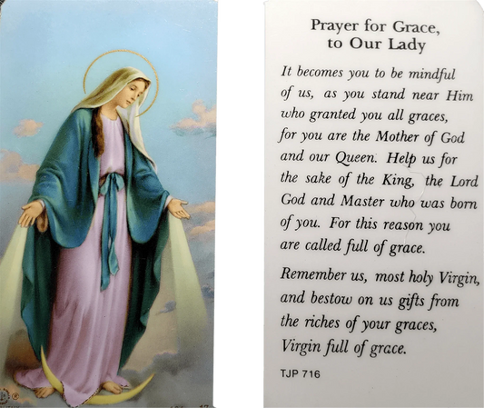 Prayer Card Prayer For Grace To Our Lady Laminated TJP - Ysleta Mission Gift Shop