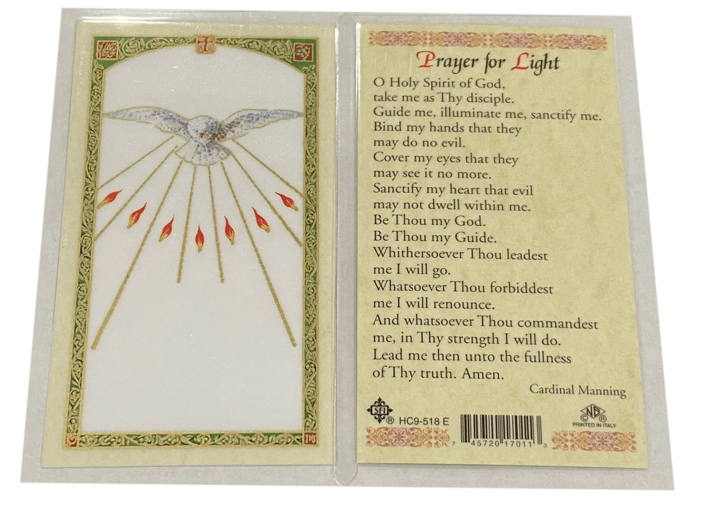 Prayer Card Prayer for Light Laminated English HC9-518E - Ysleta Mission Gift Shop