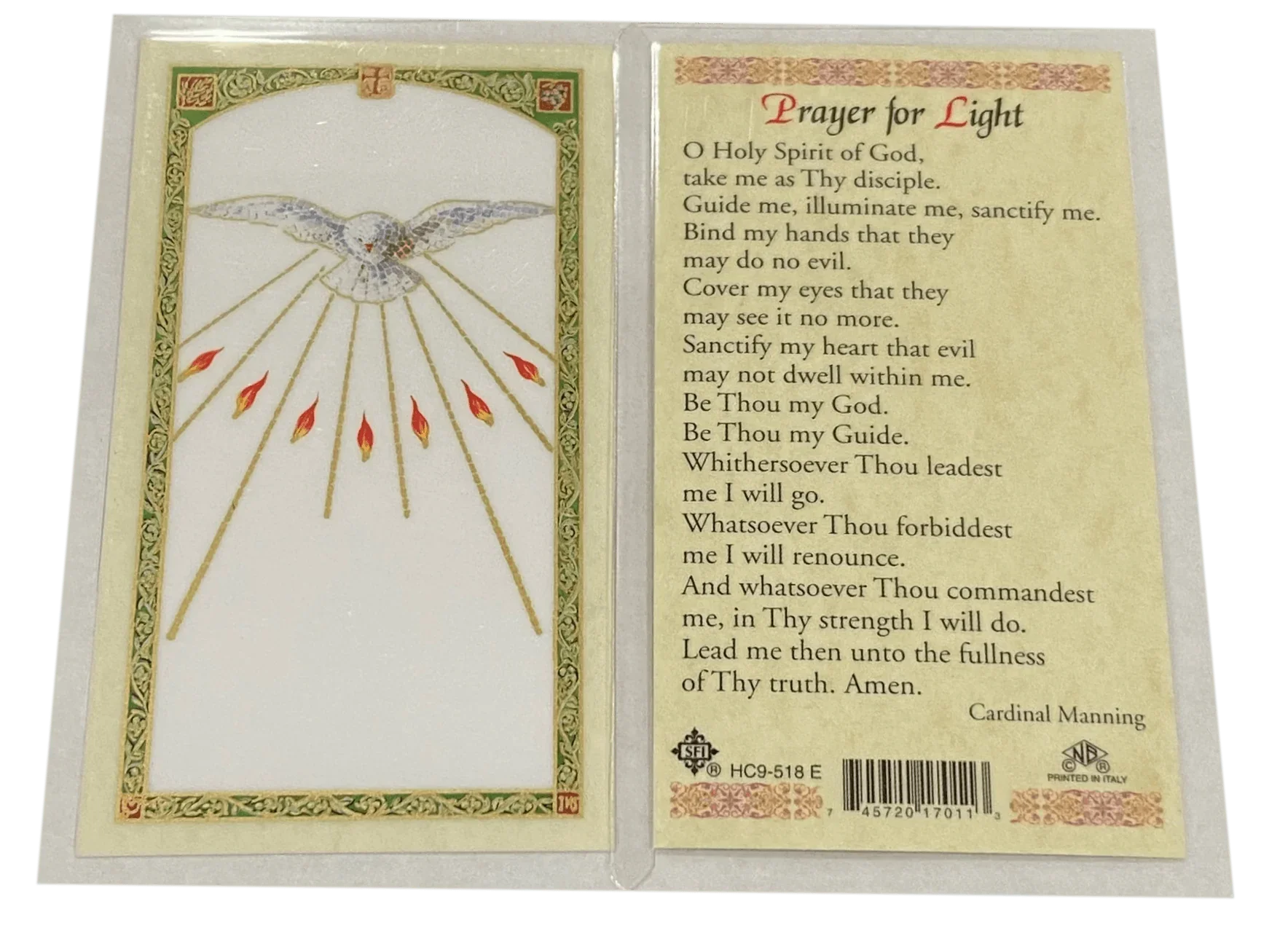 Prayer Card Prayer for Light Laminated English HC9-518E - Ysleta Mission Gift Shop