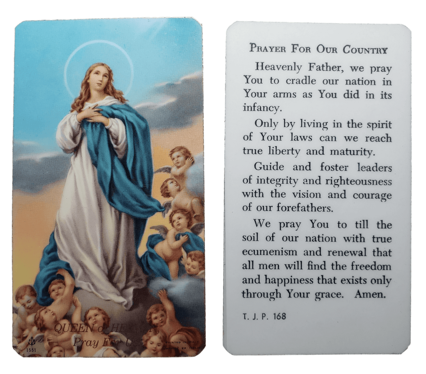 Prayer Card Prayer For Our Country Laminated TJP - Ysleta Mission Gift Shop