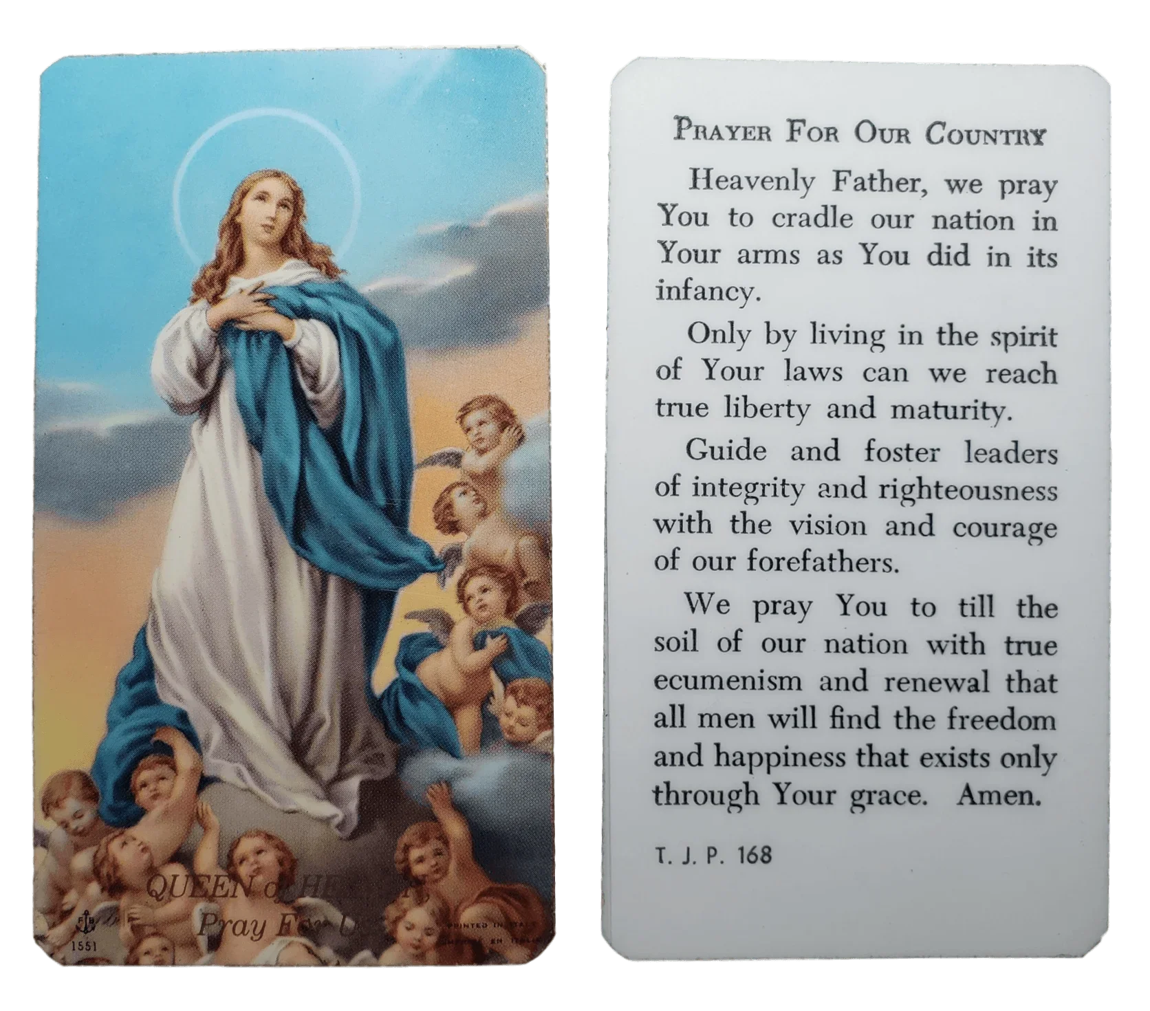 Prayer Card Prayer For Our Country Laminated TJP - Ysleta Mission Gift Shop