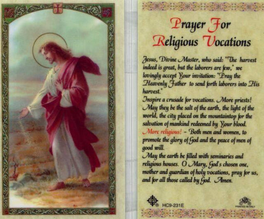 Prayer Card Prayer For Religious Vocations Laminated HC9-231E - Ysleta Mission Gift Shop