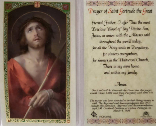 Prayer Card Prayer Of Saint Gertrude The Great Laminated HC9-246E - Ysleta Mission Gift Shop