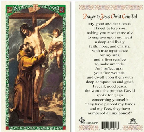 Prayer Card Prayer To Jesus Christ Crucified Laminated HC9-035E - Ysleta Mission Gift Shop