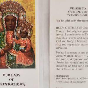 Prayer Card Prayer To Our Lady Of Czestochowa Laminated JB Co - Ysleta Mission Gift Shop