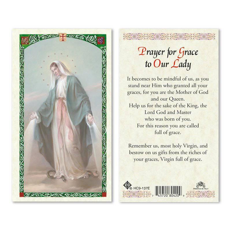 Prayer Card Prayer to Our Lady of Grace Laminated HC9-137E - Ysleta Mission Gift Shop