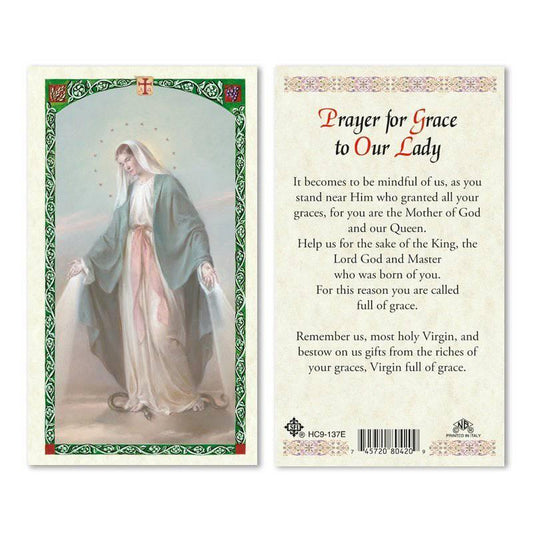 Prayer Card Prayer to Our Lady of Grace Laminated HC9-137E - Ysleta Mission Gift Shop