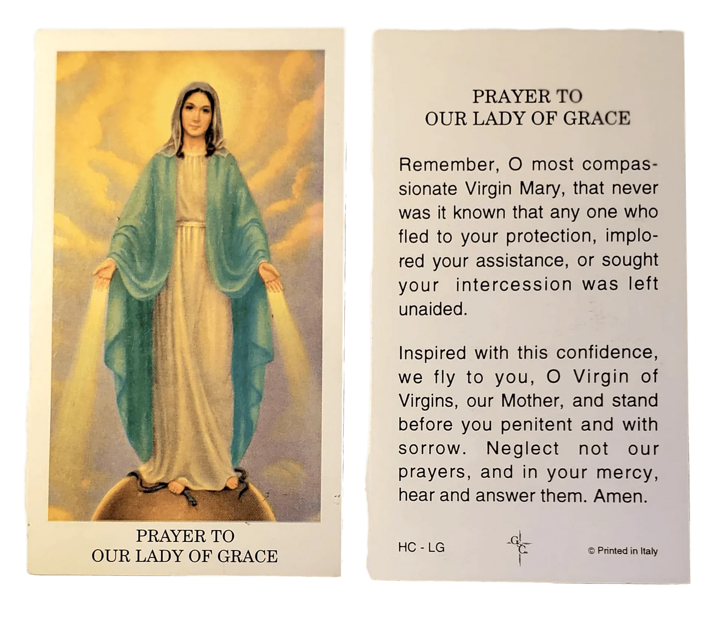Prayer Card Prayer To Our Lady Of Grace No Laminate HC- LG - Ysleta Mission Gift Shop