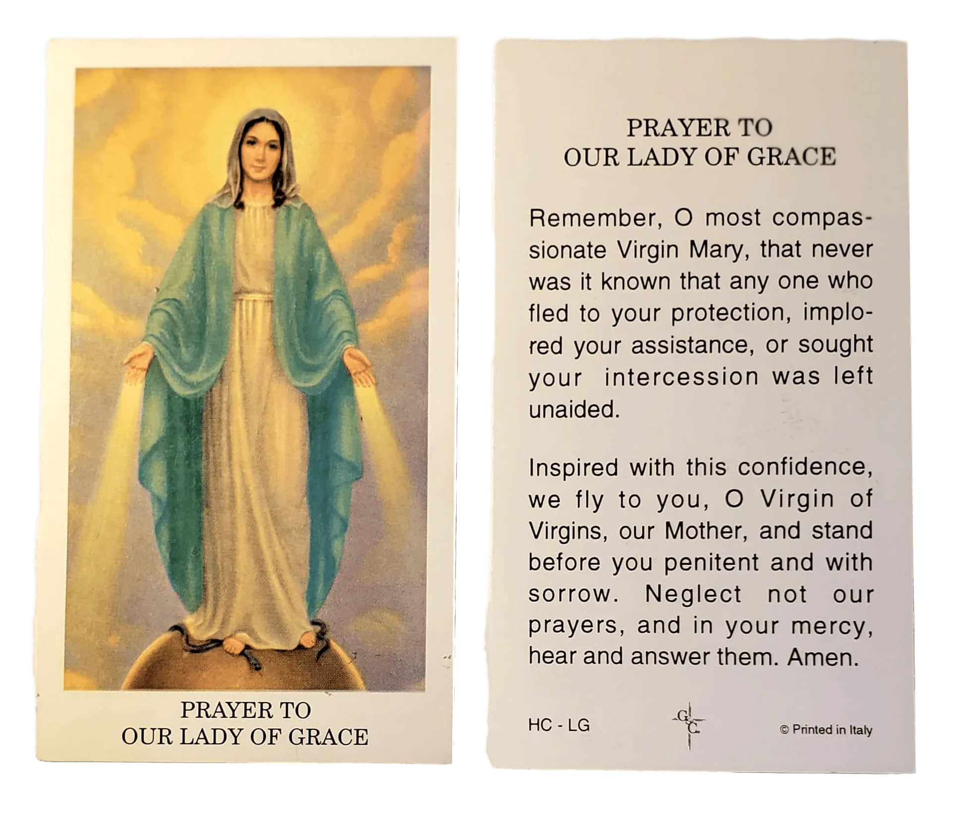 Prayer Card Prayer To Our Lady Of Grace No Laminate HC- LG - Ysleta Mission Gift Shop