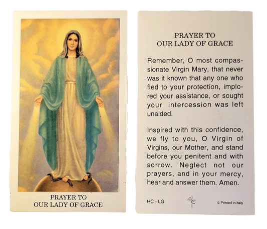 Prayer Card Prayer To Our Lady Of Grace No Laminate HC- LG - Ysleta Mission Gift Shop