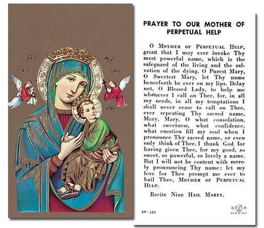 Prayer Card Prayer To Our Mother Of Perpetual Help Laminated TJP - Ysleta Mission Gift Shop