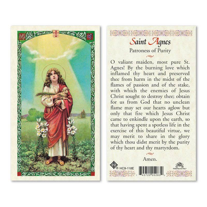 Prayer Card Prayer to Saint Agnes Laminated HC9-118E - Ysleta Mission Gift Shop