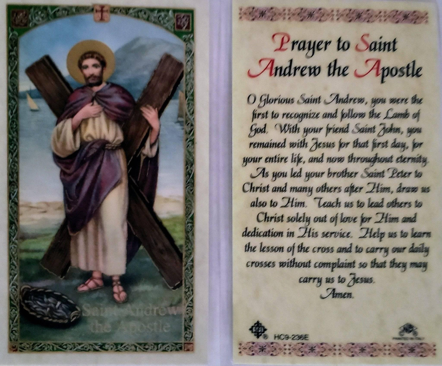 Prayer Card Prayer To Saint Andrew The Apostle Laminated HC9-236E - Ysleta Mission Gift Shop