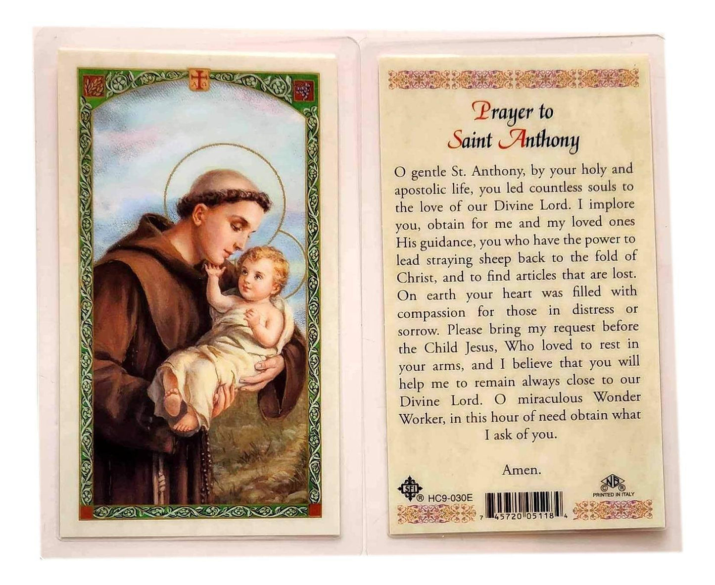 Prayer Card Prayer To Saint Anthony HC9-030E - Ysleta Mission Gift Shop
