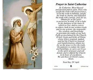 Prayer Card Prayer To Saint Catherine Laminated HC-CA - Ysleta Mission Gift Shop