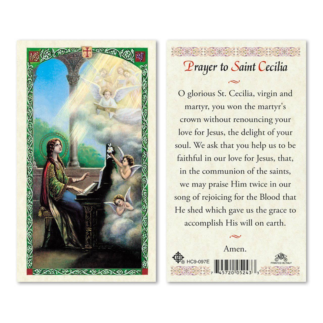 Prayer Card Prayer To Saint Cecilia Laminated HC9-097E - Ysleta Mission Gift Shop