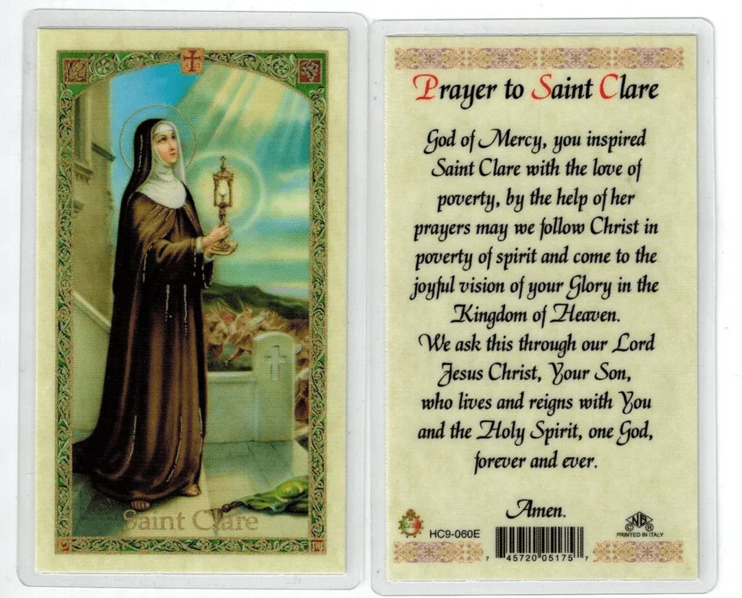 Prayer Card Prayer To Saint Clare Laminated HC9-060E - Ysleta Mission Gift Shop
