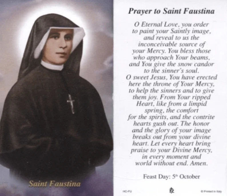 Prayer Card Prayer To Saint Faustina Laminated HC-FU - Ysleta Mission Gift Shop