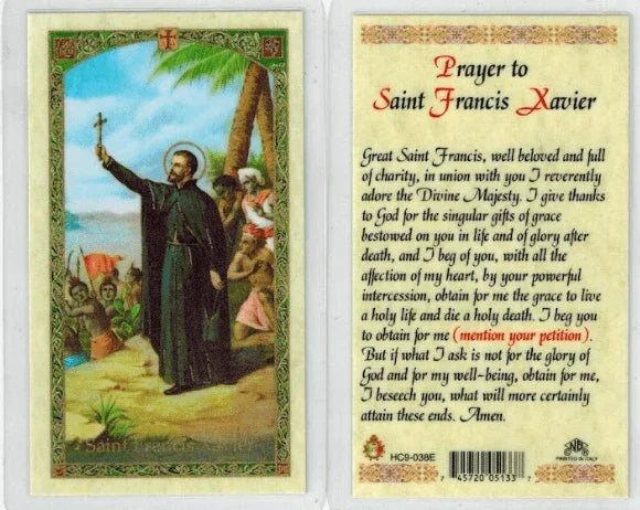 Prayer Card Prayer To Saint Francis Xavier Laminated HC9-038E - Ysleta Mission Gift Shop