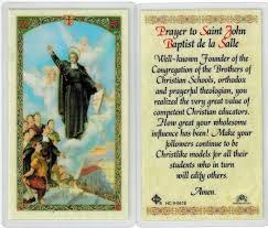 Prayer Card Prayer To Saint John Baptist De La Salle Laminated HC9-061E - Ysleta Mission Gift Shop