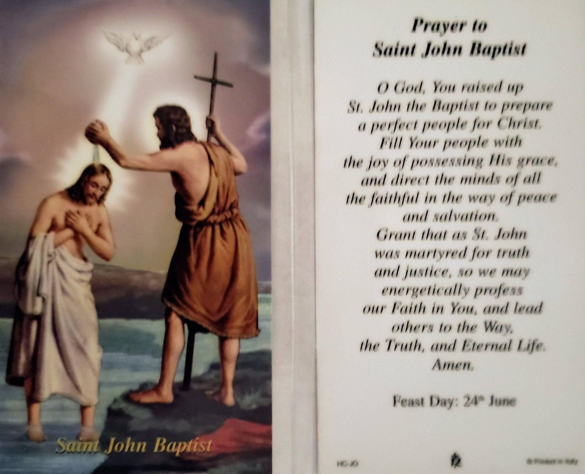 Prayer Card Prayer To Saint John Baptist Laminated HC-JO - Ysleta Mission Gift Shop