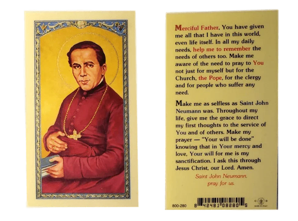Prayer Card Prayer To Saint John Neumann Laminated - Ysleta Mission Gift Shop