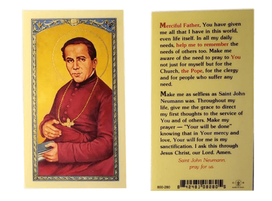 Prayer Card Prayer To Saint John Neumann Laminated - Ysleta Mission Gift Shop