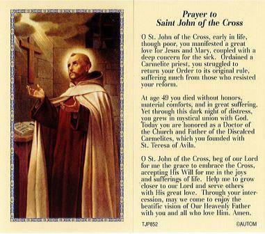 Prayer Card Prayer To Saint John Of The Cross No-Laminated CC - Ysleta Mission Gift Shop