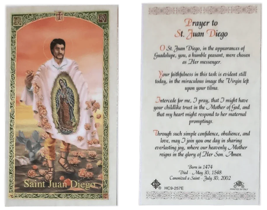 Prayer Card Prayer To Saint Juan Diego Laminated HC9-257E - Ysleta Mission Gift Shop