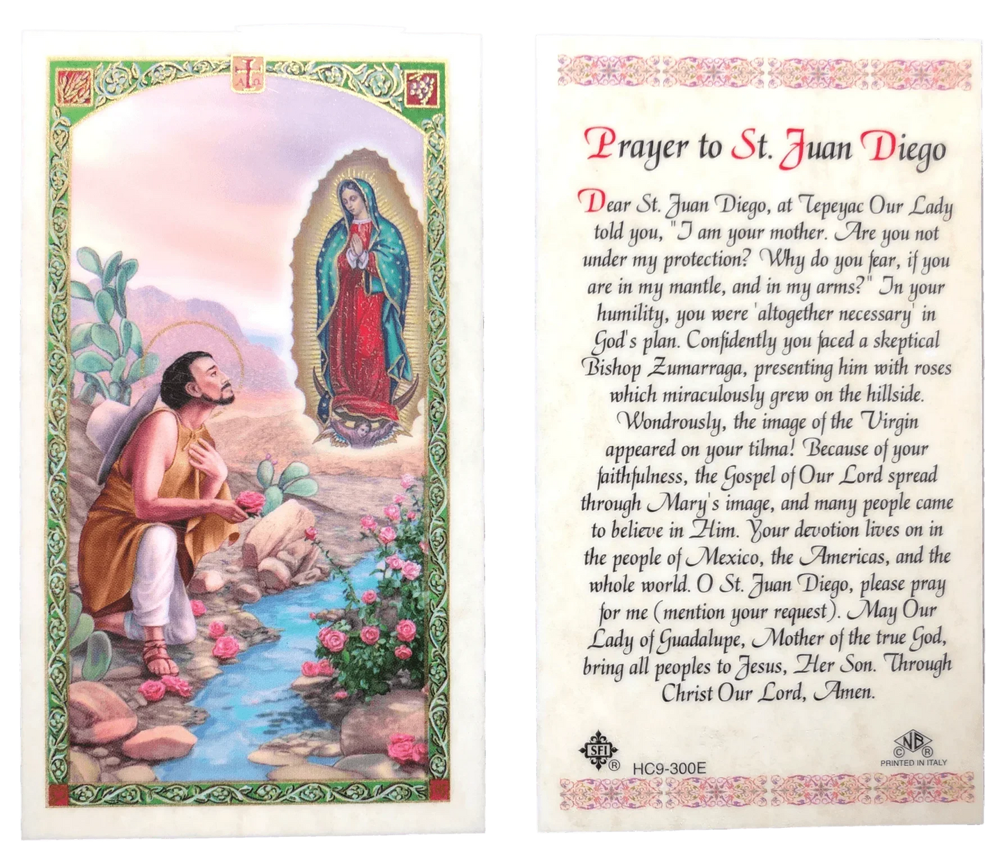 Prayer Card Prayer To Saint Juan Diego Laminated HC9-300E - Ysleta Mission Gift Shop