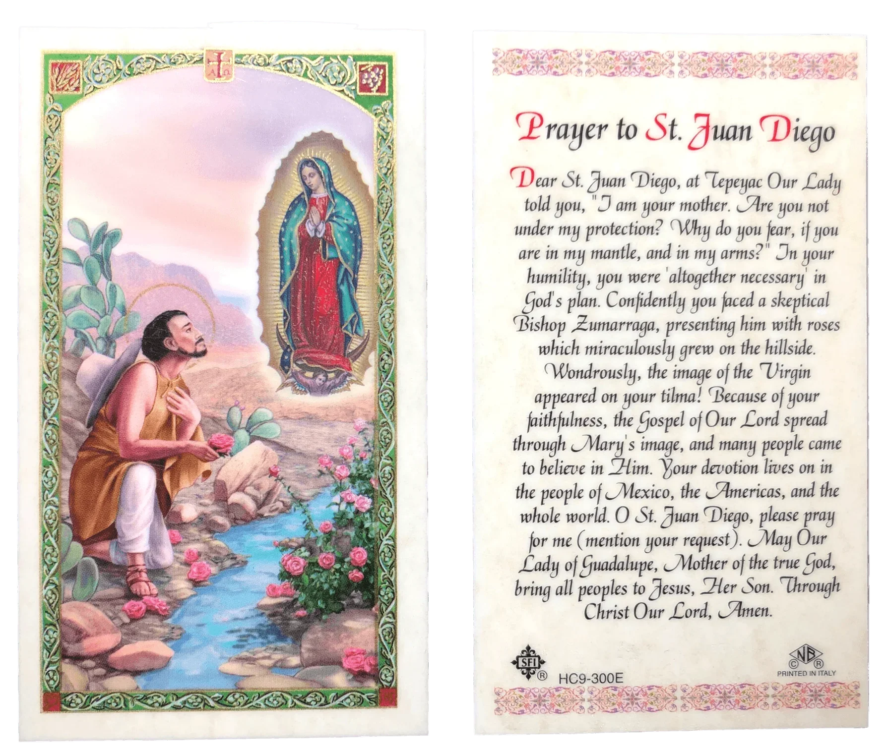 Prayer Card Prayer To Saint Juan Diego Laminated HC9-300E - Ysleta Mission Gift Shop