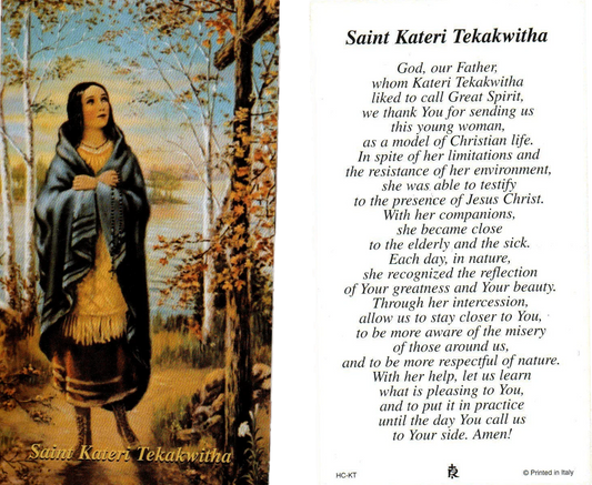 Prayer Card Prayer To Saint Kateri Tekaka No-Laminated HC-KT - Ysleta Mission Gift Shop