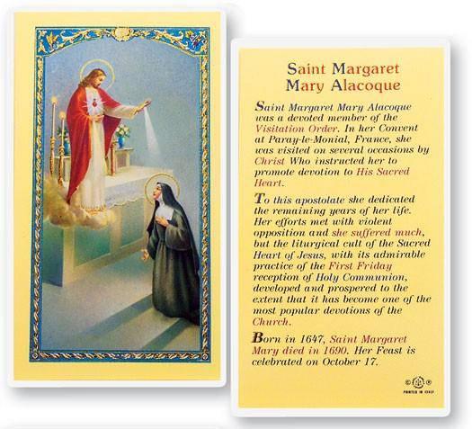 Prayer Card Prayer To Saint Margaret Mary Alacoque Laminated - Ysleta Mission Gift Shop