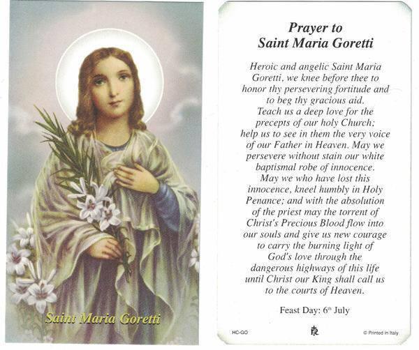 Prayer Card Prayer To Saint Maria Goretti Laminated HC-GO - Ysleta Mission Gift Shop
