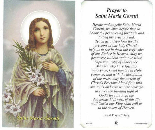 Prayer Card Prayer To Saint Maria Goretti Laminated HC-GO - Ysleta Mission Gift Shop