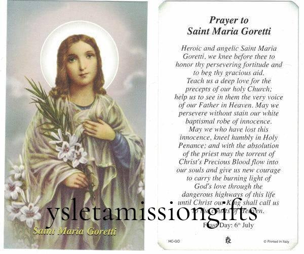 Prayer Card Prayer To Saint Maria Goretti Laminated HC-GO - Ysleta Mission Gift Shop
