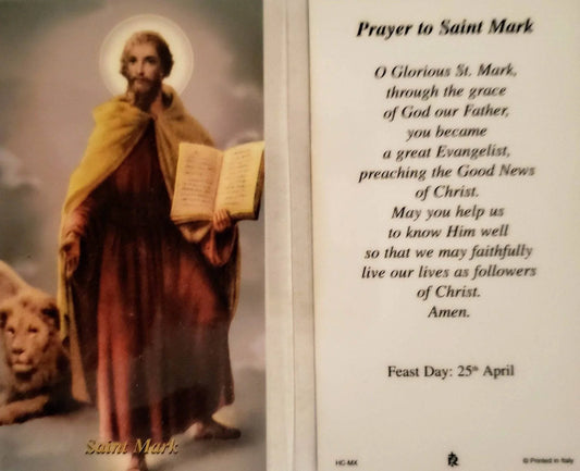 Prayer Card Prayer To Saint Mark Laminated HC-MX - Ysleta Mission Gift Shop