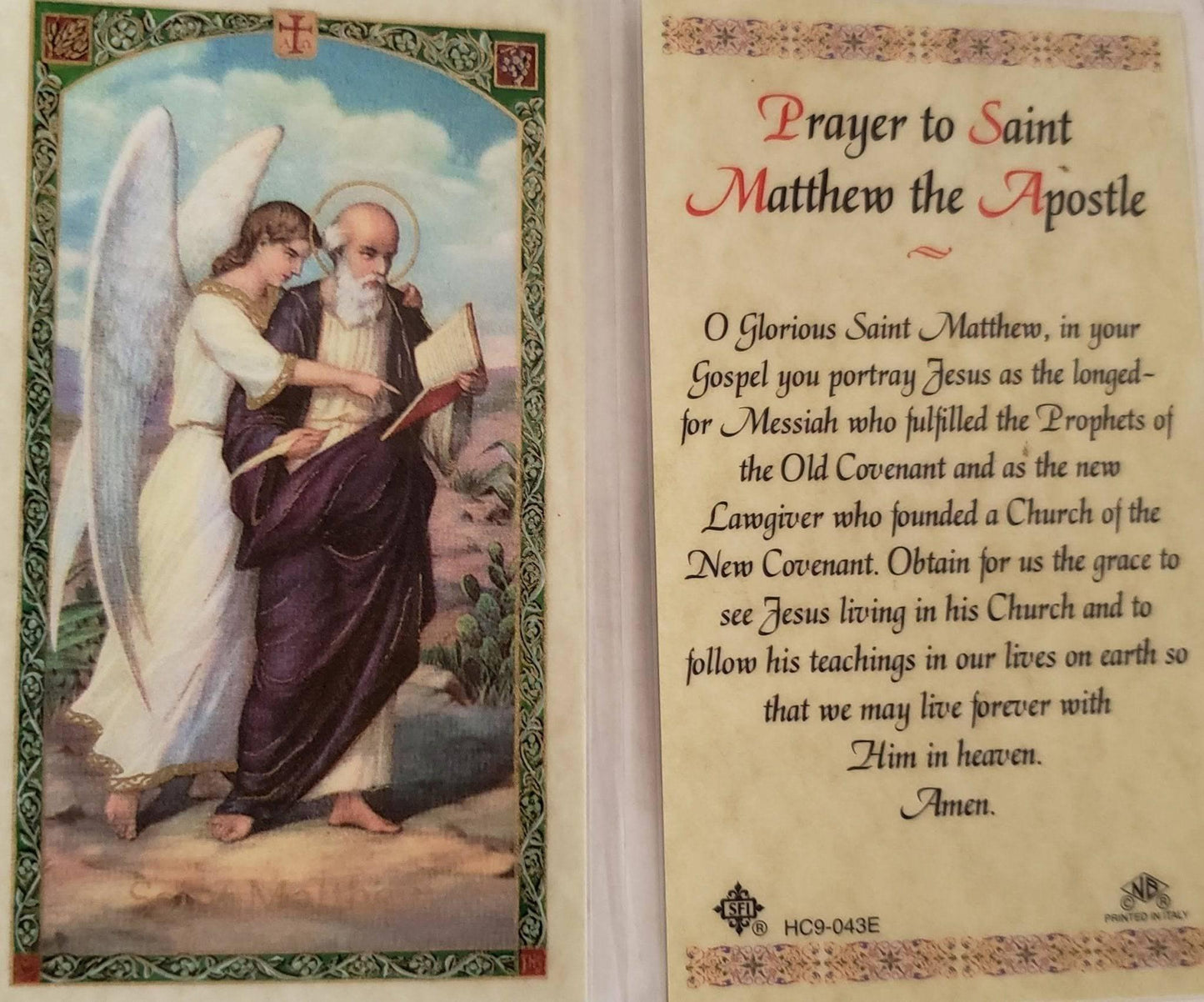 Prayer Card Prayer To Saint Matthew The Apostle Laminated HC9-043E - Ysleta Mission Gift Shop