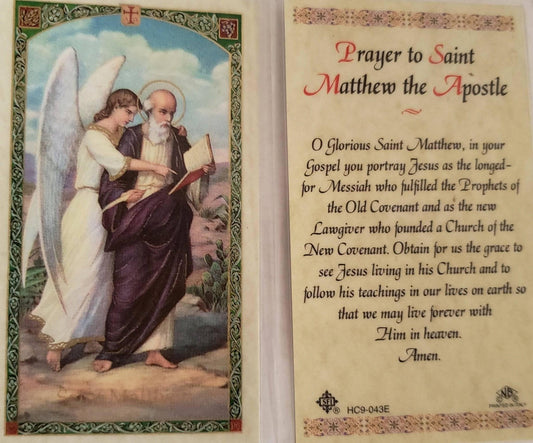 Prayer Card Prayer To Saint Matthew The Apostle Laminated HC9-043E - Ysleta Mission Gift Shop